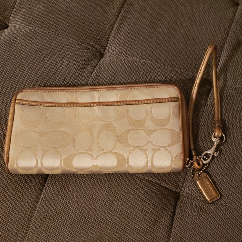 Coach gold wristlet wallet